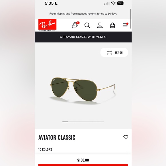 Aviator Classic Ray Bans - Picture 1 of 6